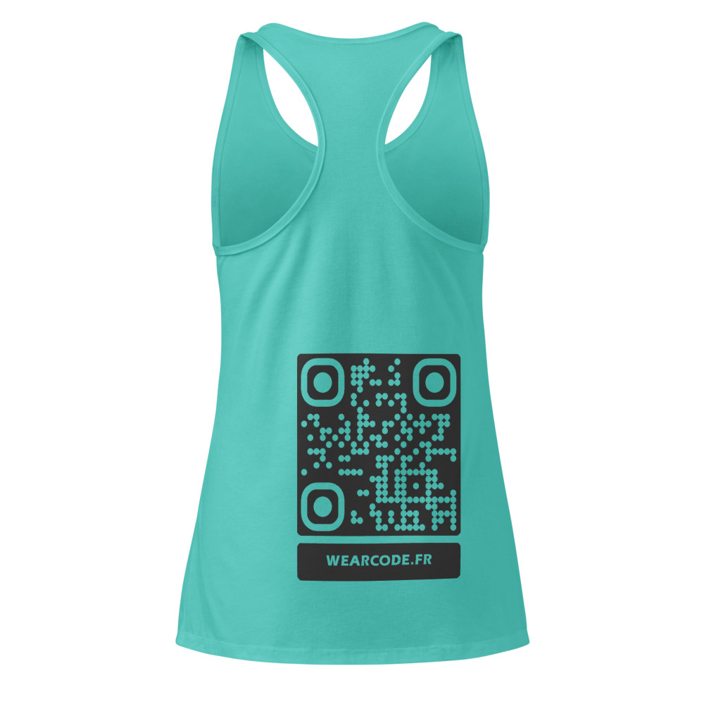 Débardeur dos nageur QR femme — racerback palette tropicale — Bleu Tahiti