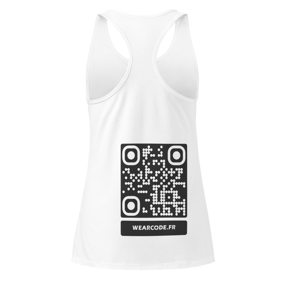 Débardeur dos nageur QR femme — racerback palette tropicale — Noir / Blanc / Blanc