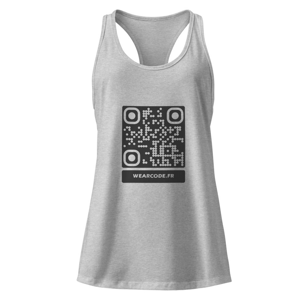 Débardeur dos nageur QR femme — racerback palette tropicale — Gris chiné