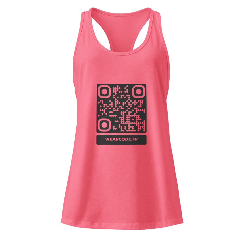 Débardeur dos nageur QR femme — racerback palette tropicale — Rose vif