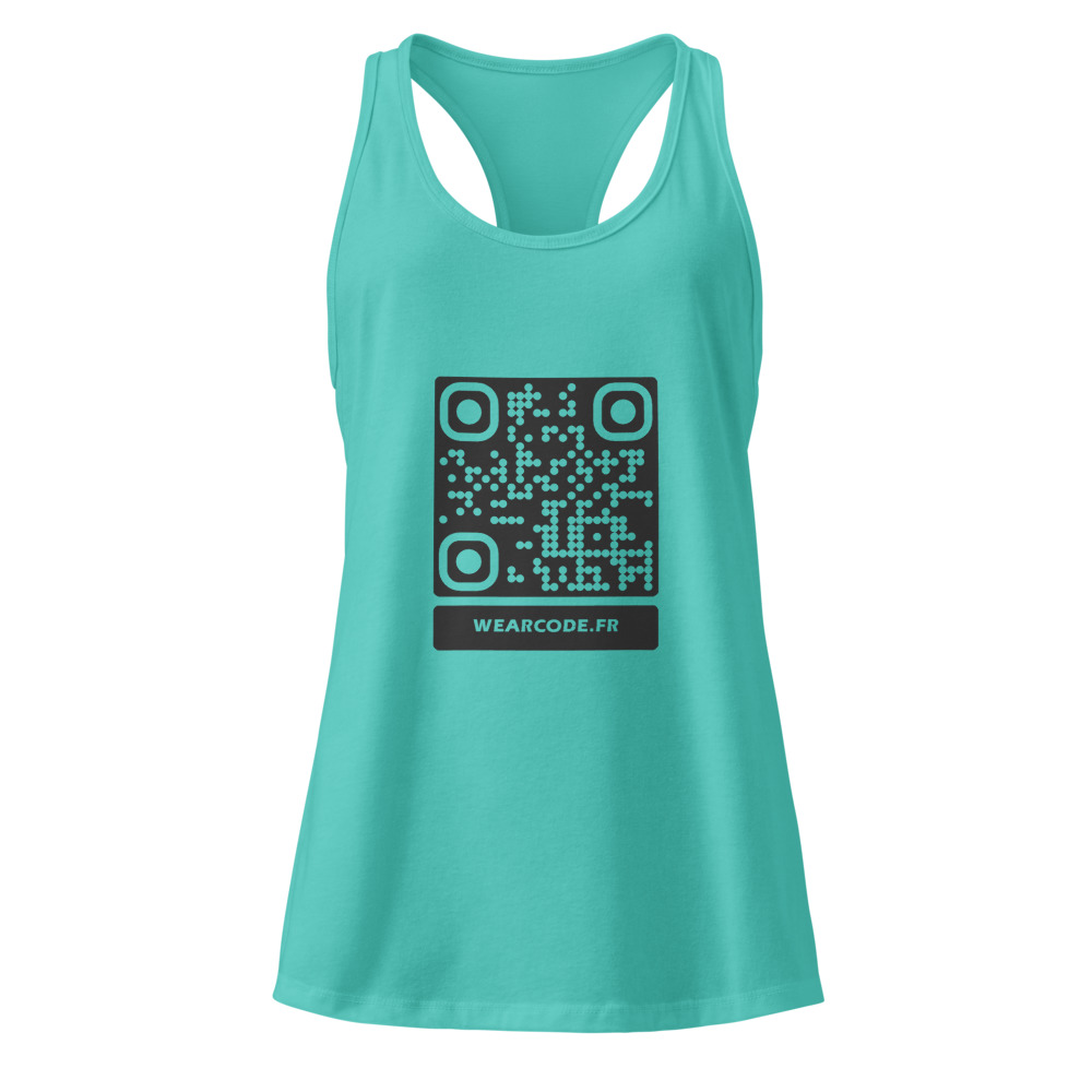 Débardeur dos nageur QR femme — racerback palette tropicale — Bleu Tahiti