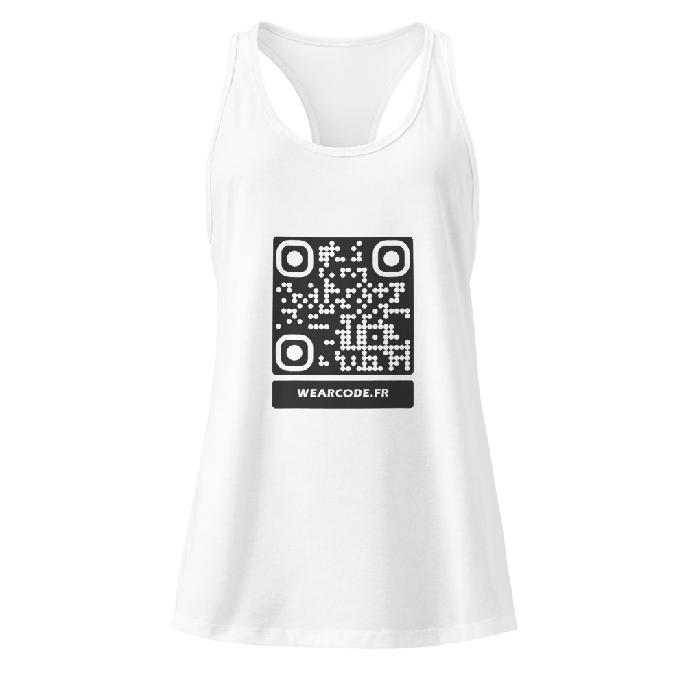 Débardeur dos nageur QR femme — racerback palette tropicale — Blanc