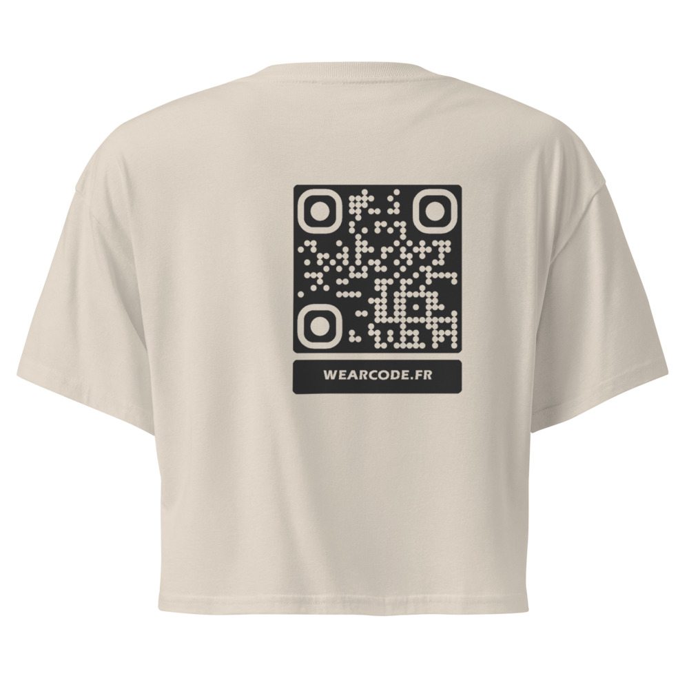 Crop top QR femme bio — palette pastel coton organique — Os