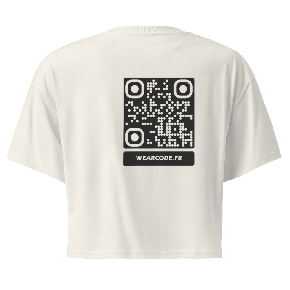 Crop top QR femme bio — palette pastel coton organique — Écru
