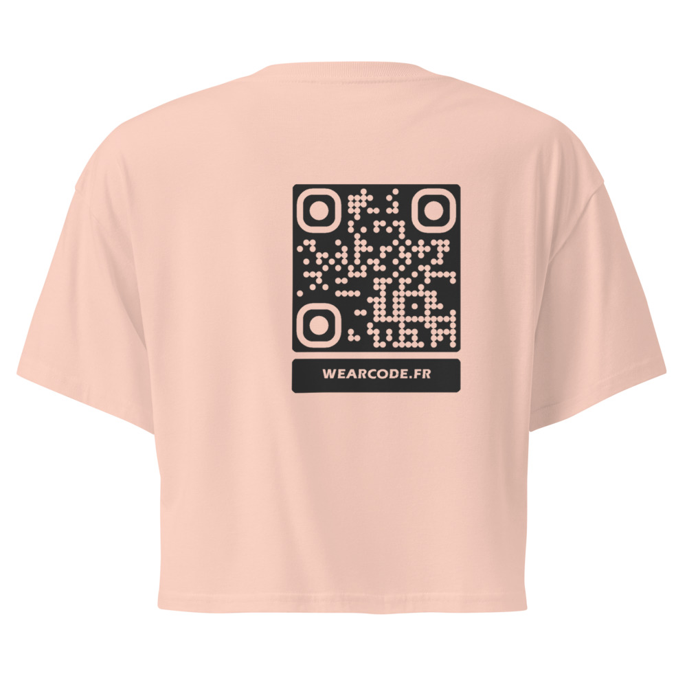 Crop top QR femme bio — palette pastel coton organique — Rose pâle