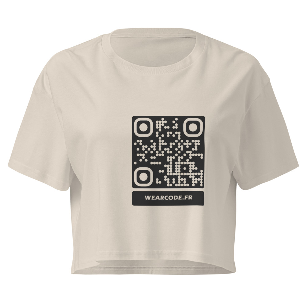 Crop top QR femme bio — palette pastel coton organique — Os