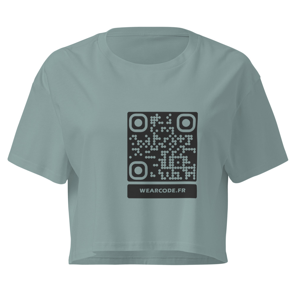 Crop top QR femme bio — palette pastel coton organique — Minéral