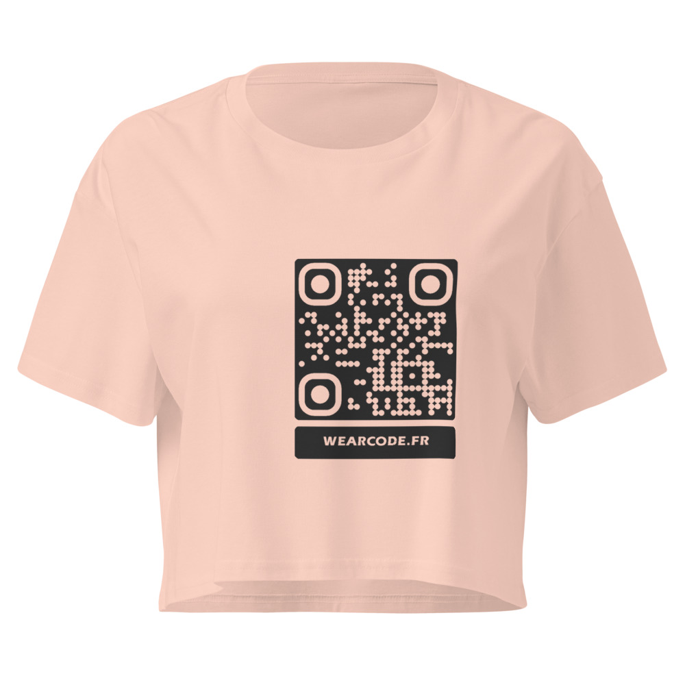 Crop top QR femme bio — palette pastel coton organique — Rose pâle