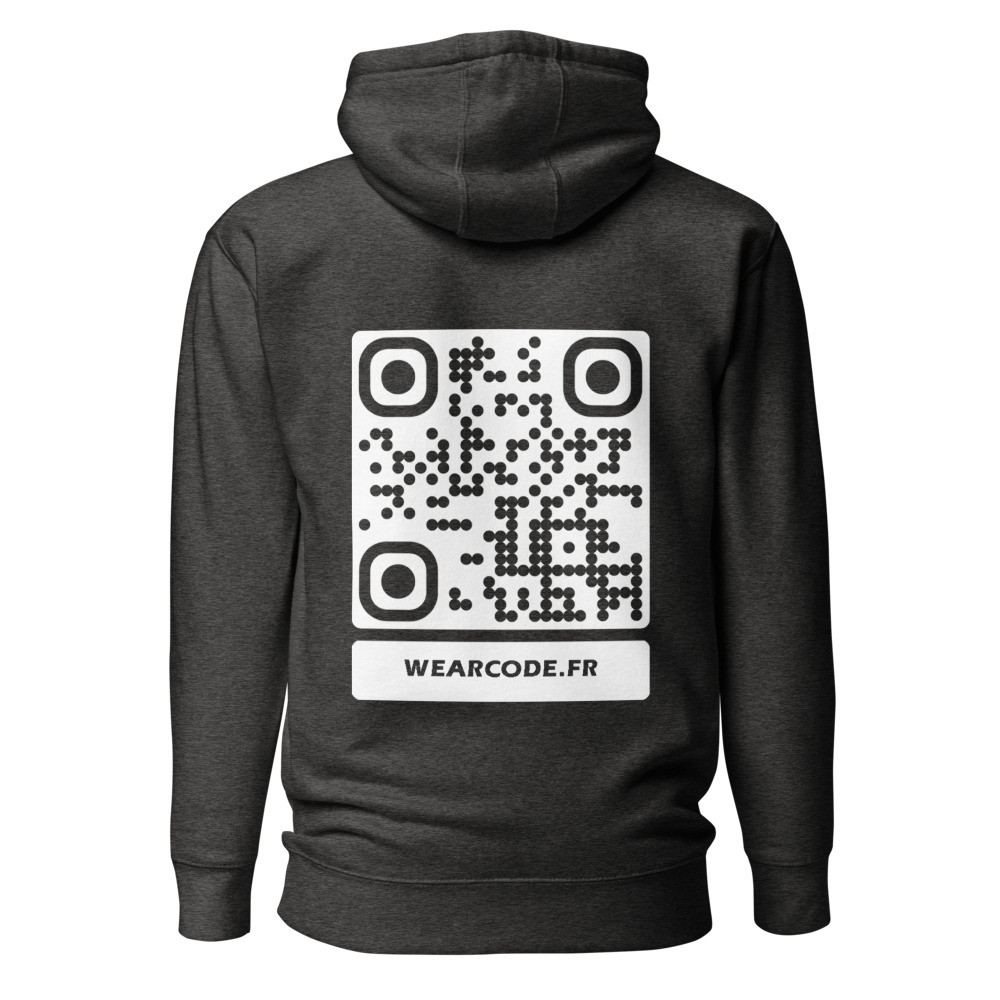Sweat capuche premium QR — 23 couleurs cozy palette designer — Anthracite chiné