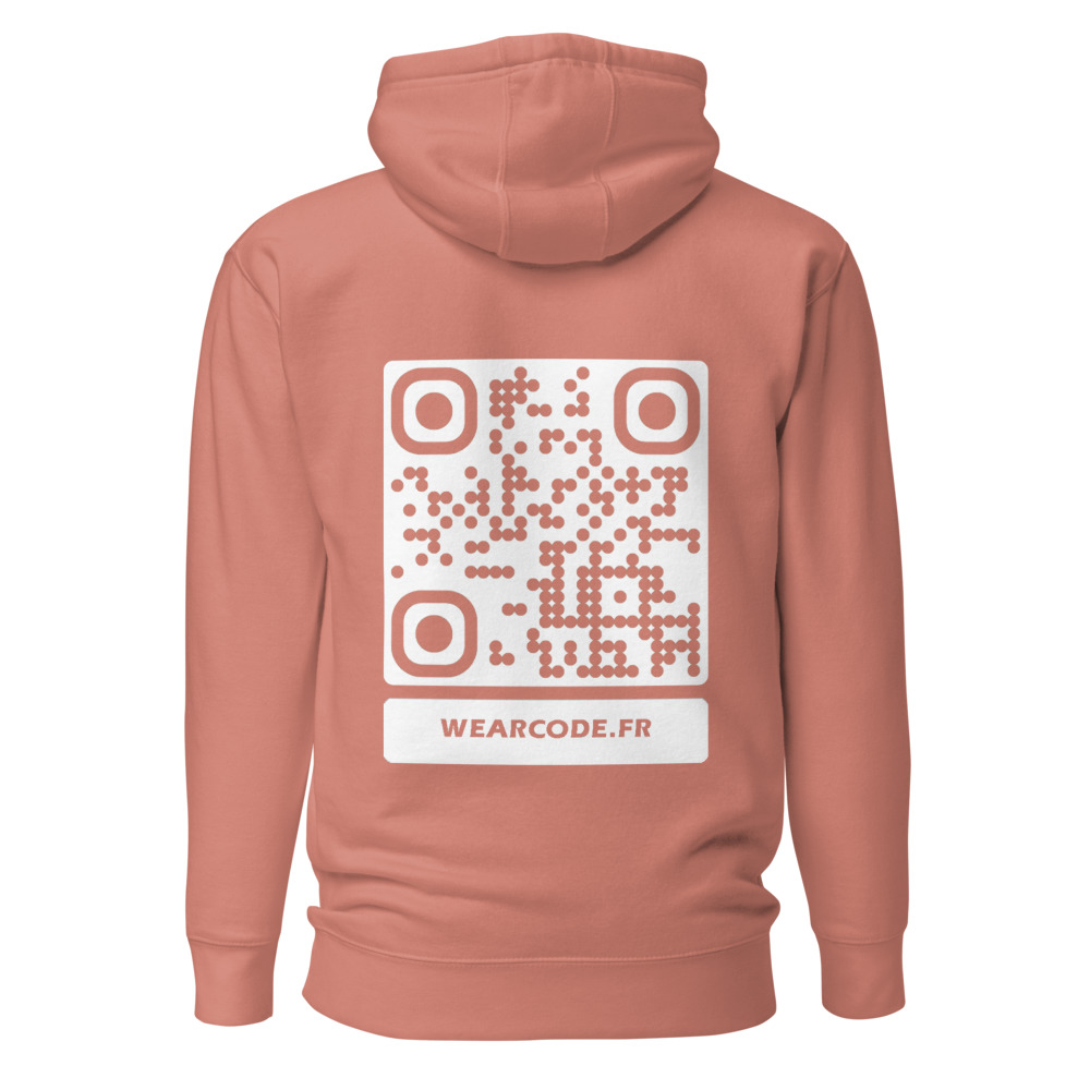 Sweat capuche premium QR — 23 couleurs cozy palette designer — Rose poussiéreux