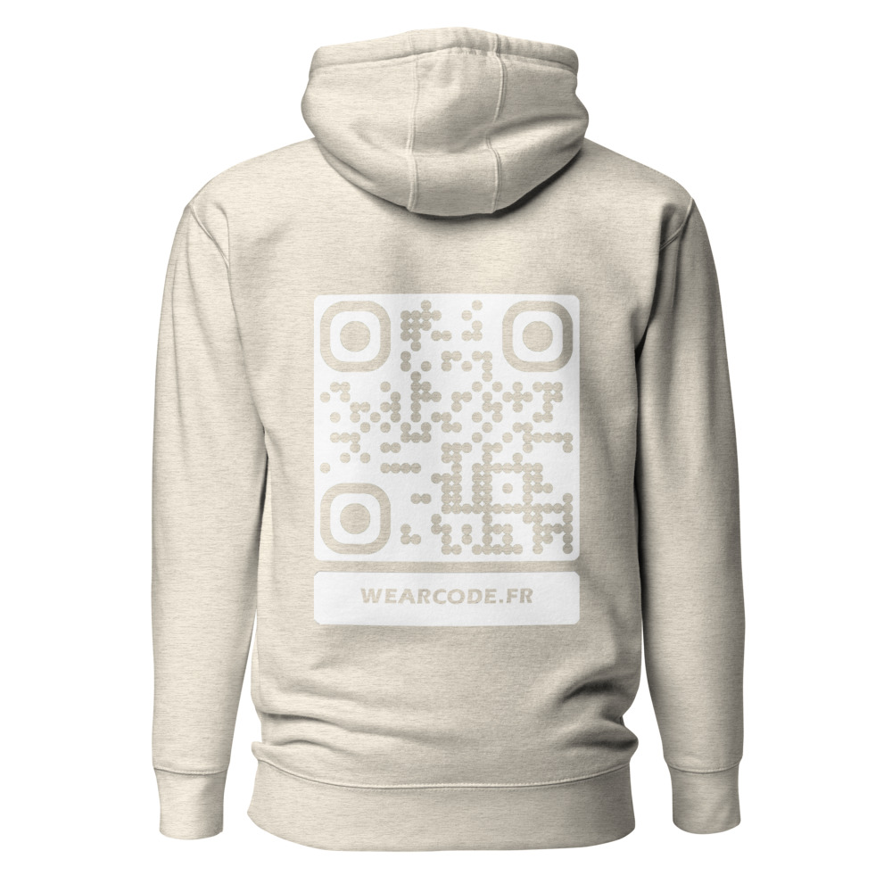 Sweat capuche premium QR — 23 couleurs cozy palette designer — Avoine chiné