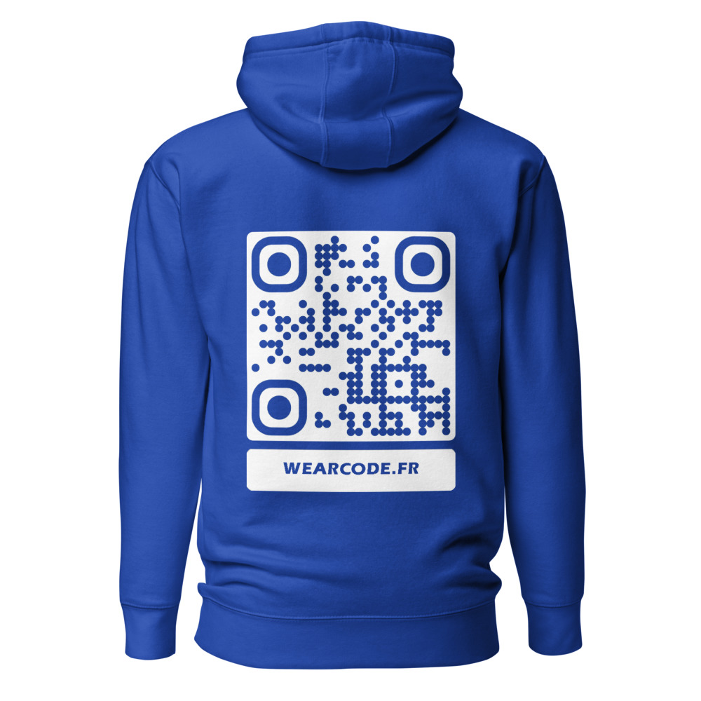 Sweat capuche premium QR — 23 couleurs cozy palette designer — Bleu royal équipe