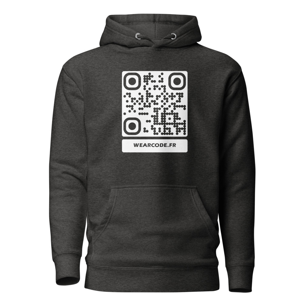 Sweat capuche premium QR — 23 couleurs cozy palette designer — Anthracite chiné