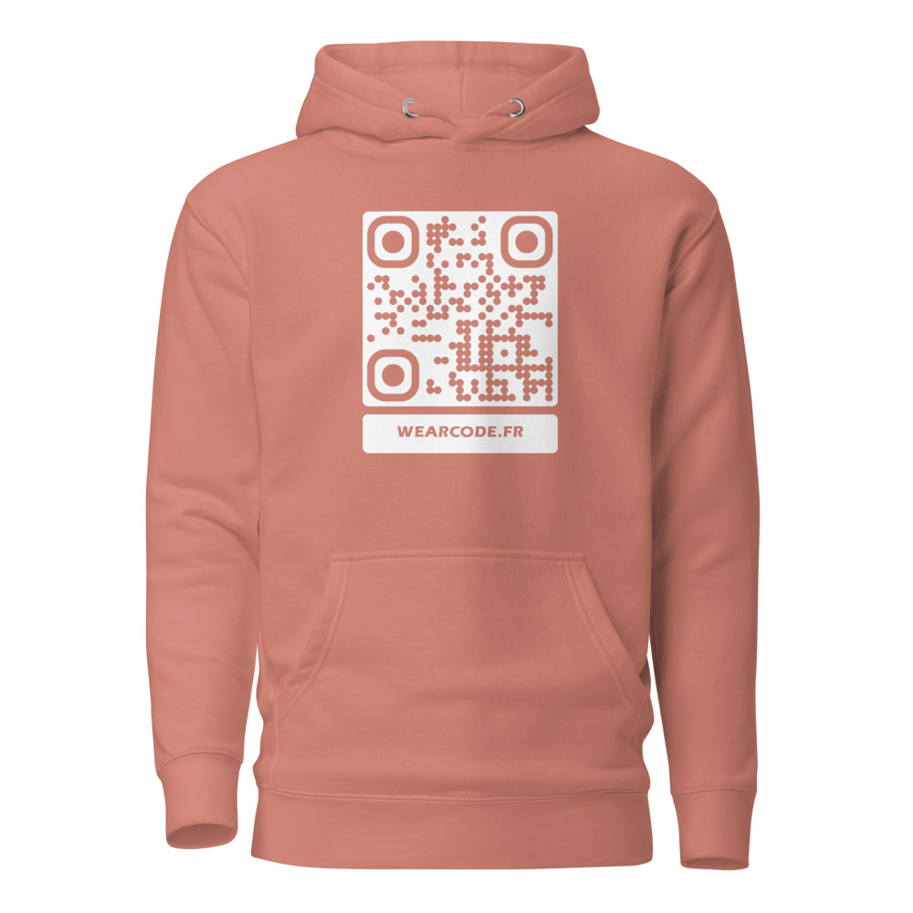 Sweat capuche premium QR — 23 couleurs cozy palette designer — Rose poussiéreux