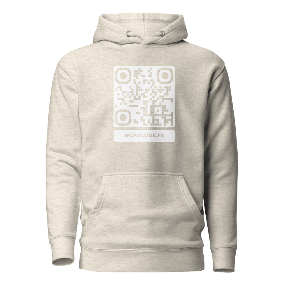 Sweat capuche premium QR — 23 couleurs cozy palette designer — Avoine chiné