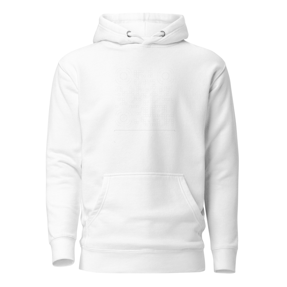Sweat capuche premium QR — 23 couleurs cozy palette designer — Blanc