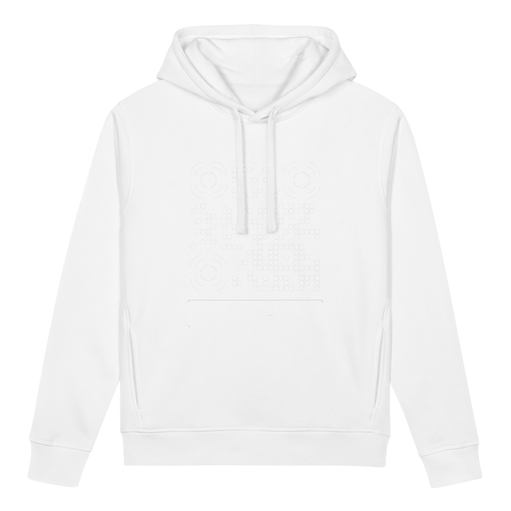 Sweat capuche poches QR éco bio Stanley/Stella — kangaroo essentiel — Blanc