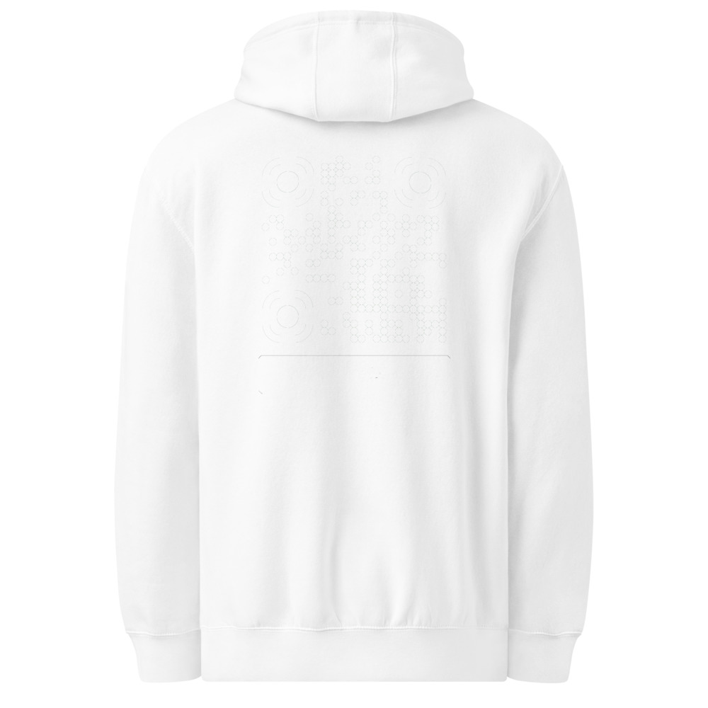 Sweat capuche premium mid-weight QR — Lane Seven sensation premium — Noir / Blanc / Blanc