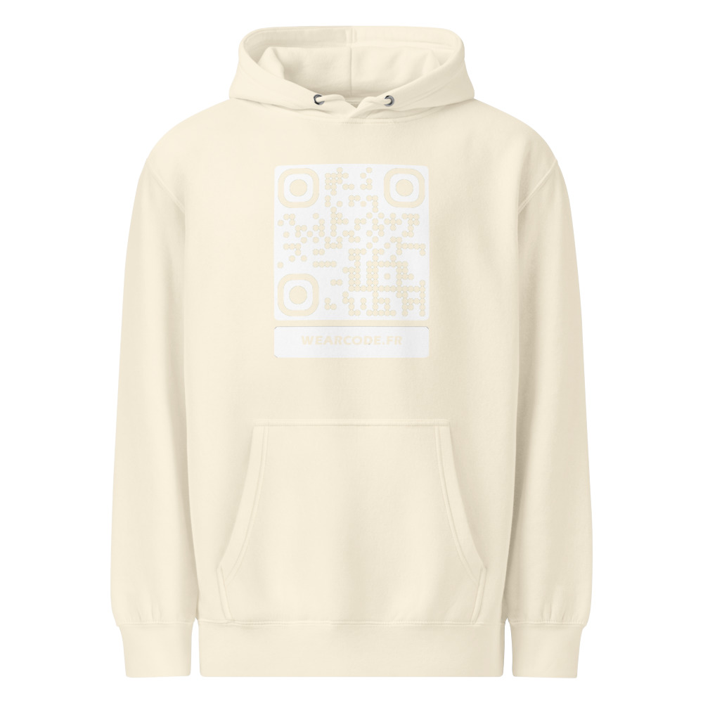 Sweat capuche premium mid-weight QR — Lane Seven sensation premium — Coquillage sable