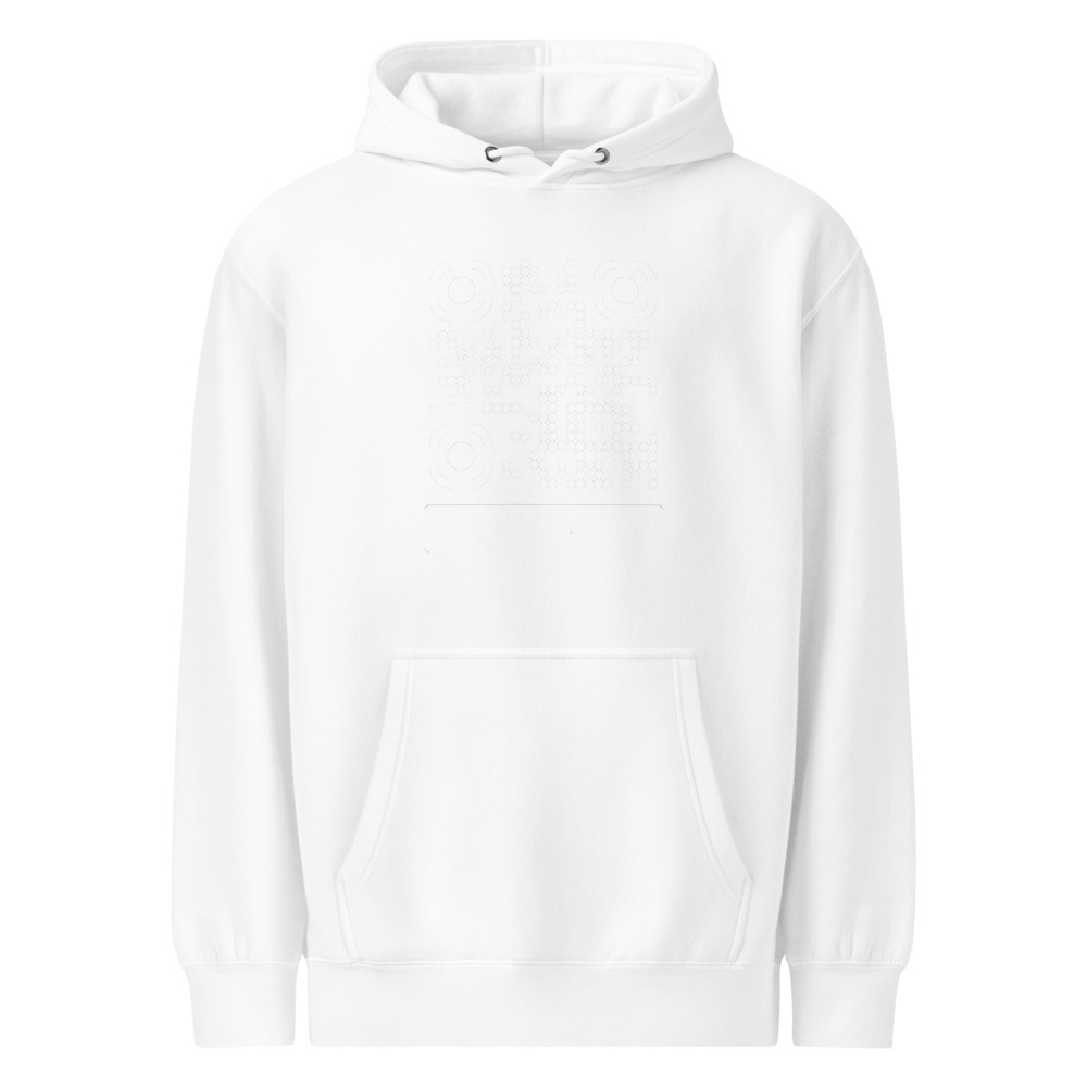 Sweat capuche premium mid-weight QR — Lane Seven sensation premium — Blanc