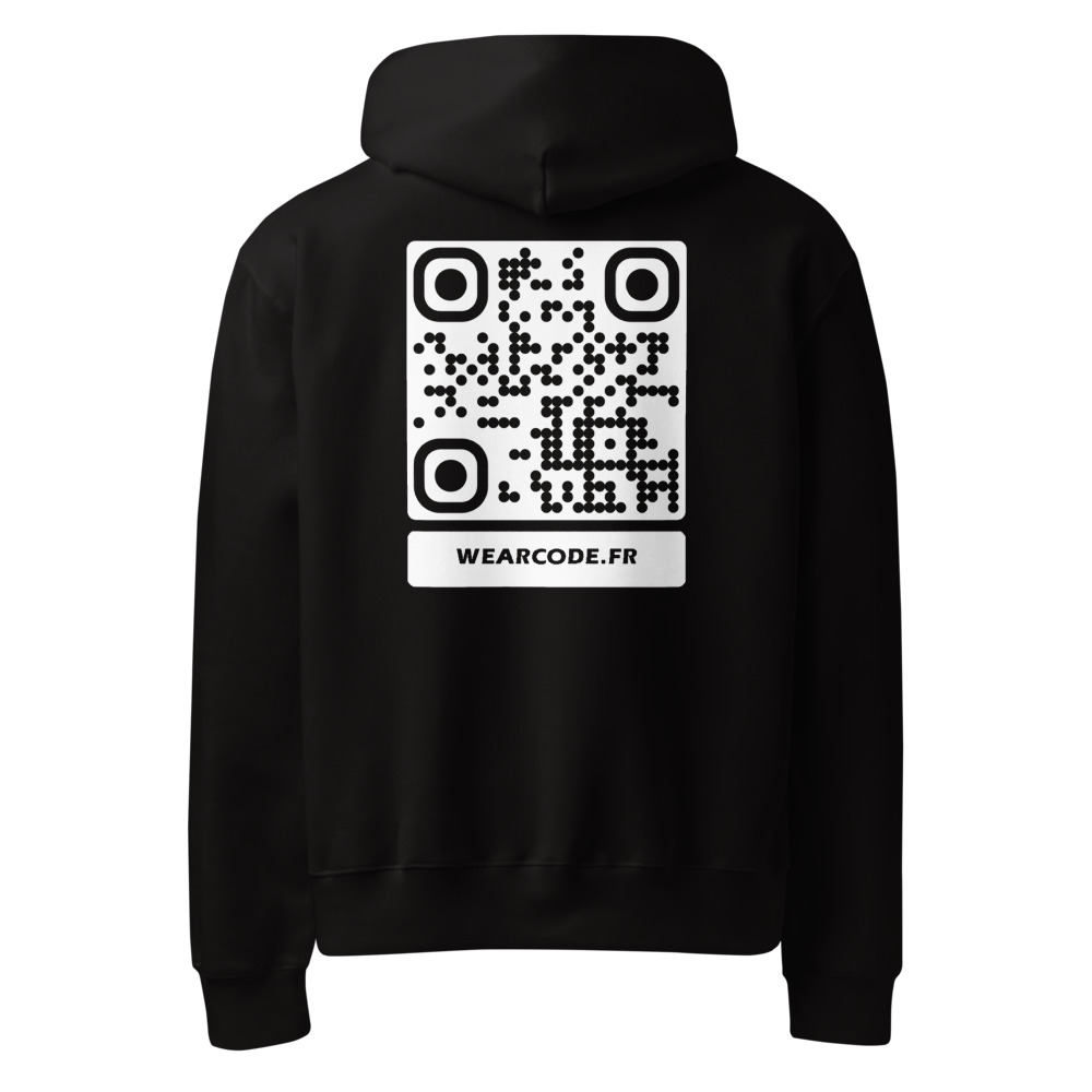 Sweat capuche heavy oversize QR — Bella+Canvas streetwear y2k – Noir