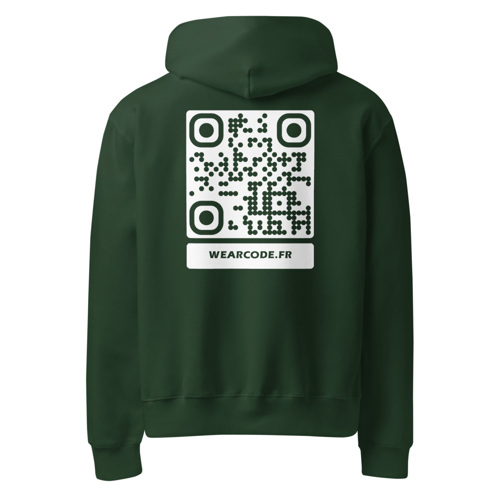 Sweat capuche heavy oversize QR — Bella+Canvas streetwear y2k — Forêt