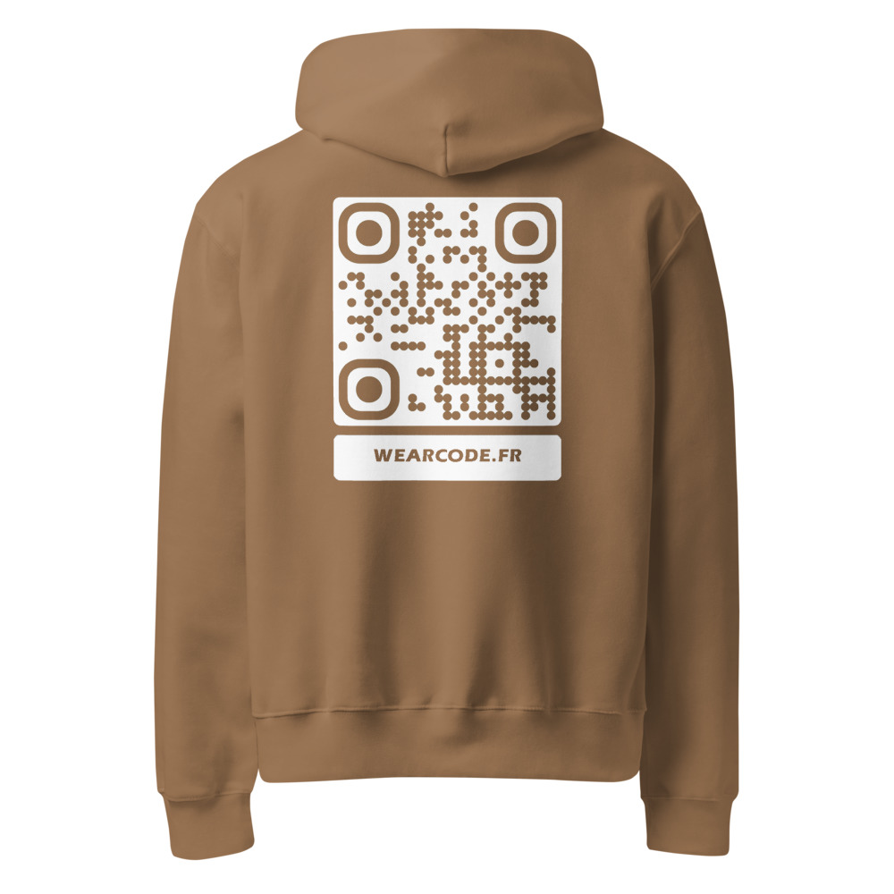 Sweat capuche heavy oversize QR — Bella+Canvas streetwear y2k — Marron vintage