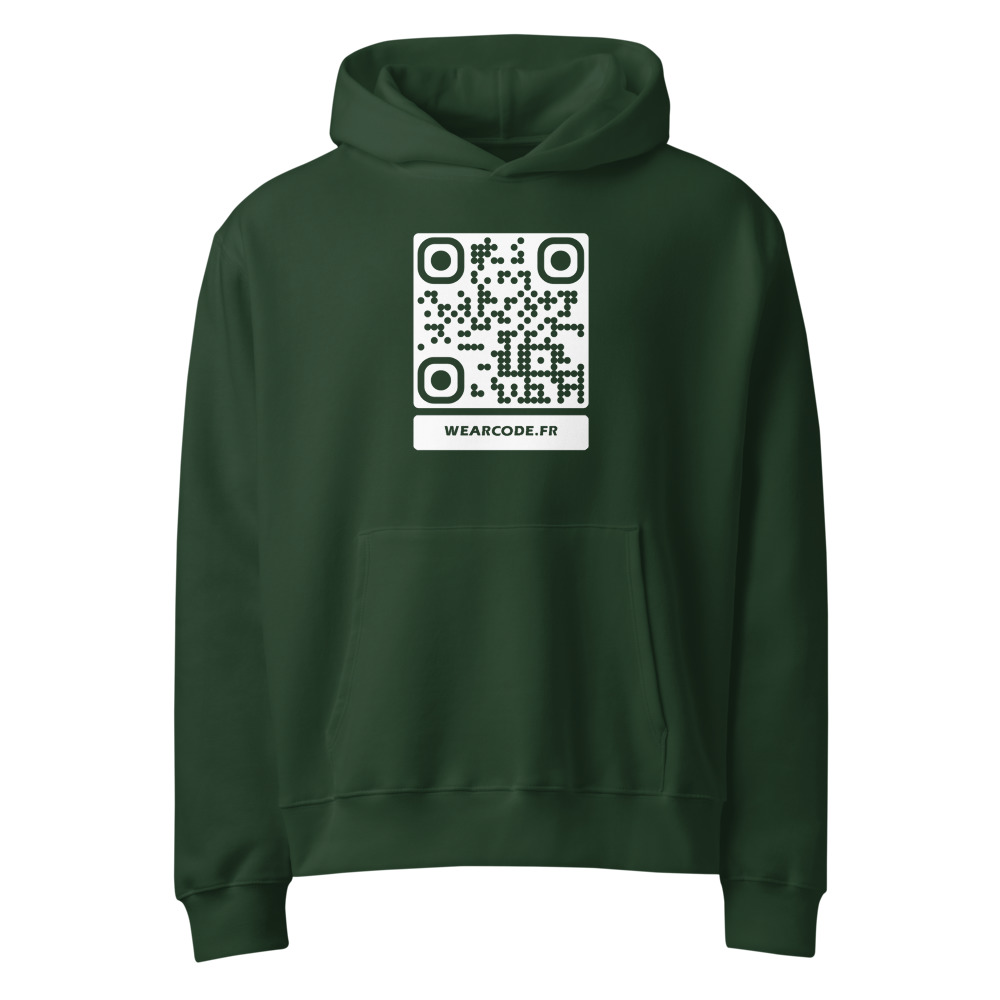Sweat capuche heavy oversize QR — Bella+Canvas streetwear y2k — Forêt