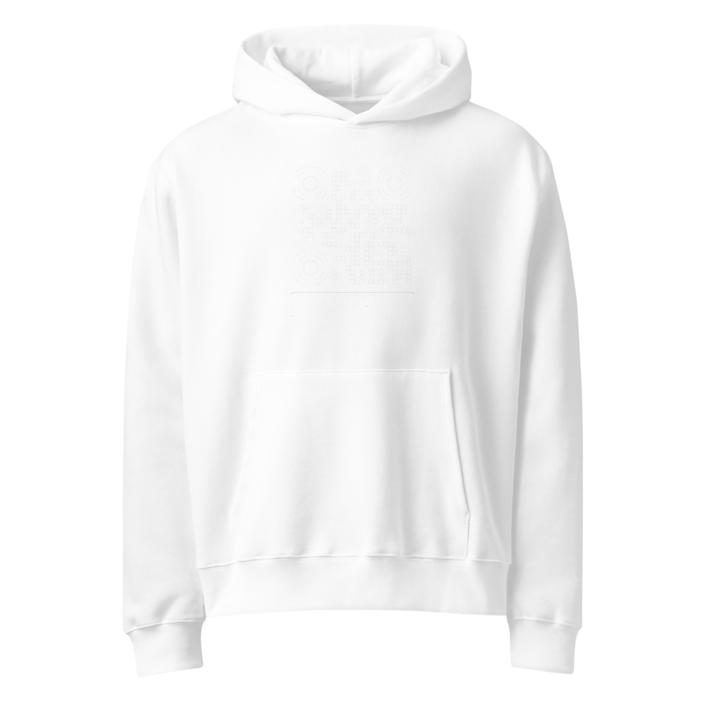 Sweat capuche heavy oversize QR — Bella+Canvas streetwear y2k — Blanc