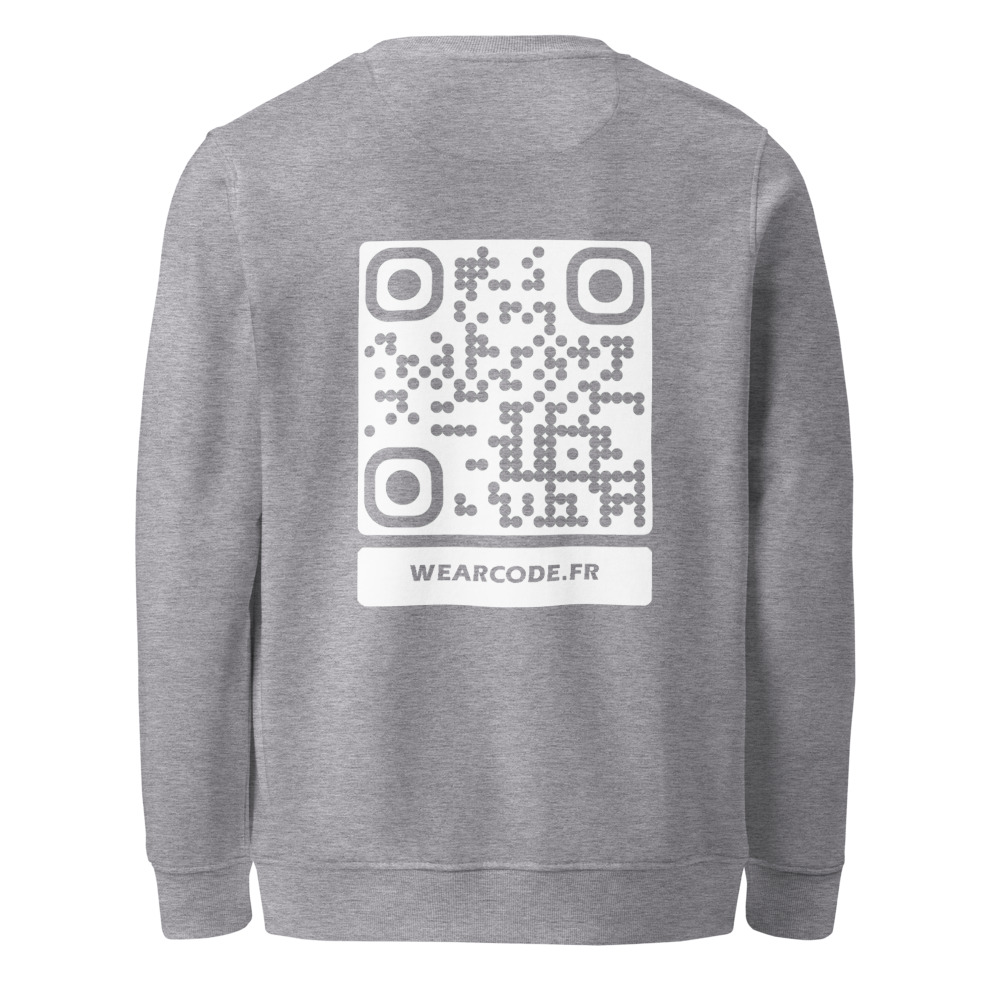 Sweat éco col rond QR — palette 8 couleurs accessible bio responsable — Gris Chiné