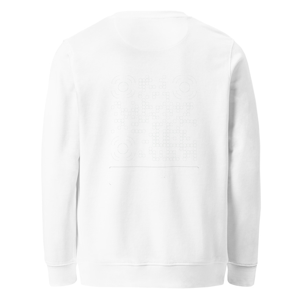 Sweat éco col rond QR — palette 8 couleurs accessible bio responsable — Noir / Blanc / Blanc