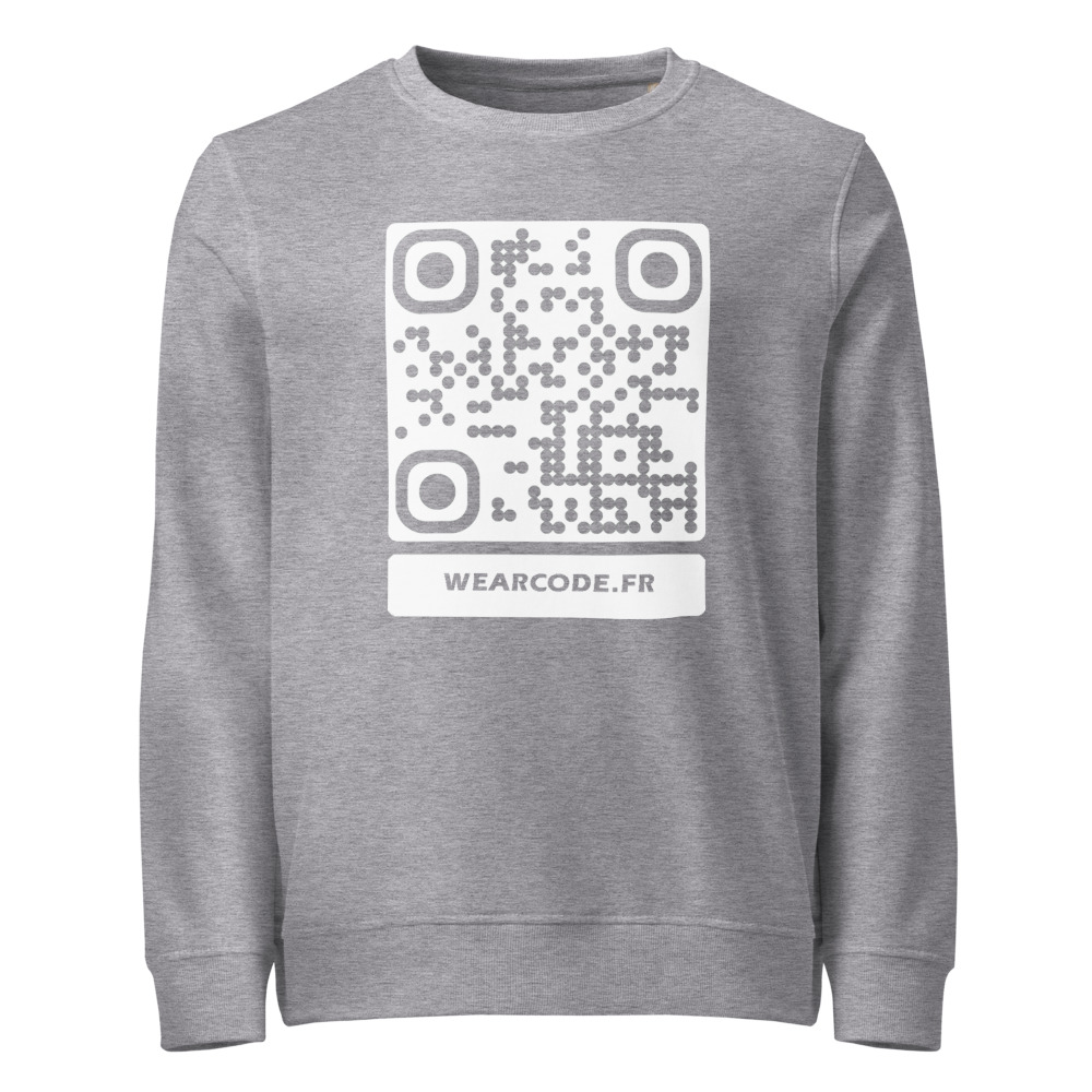 Sweat éco col rond QR — palette 8 couleurs accessible bio responsable — Gris mélangé