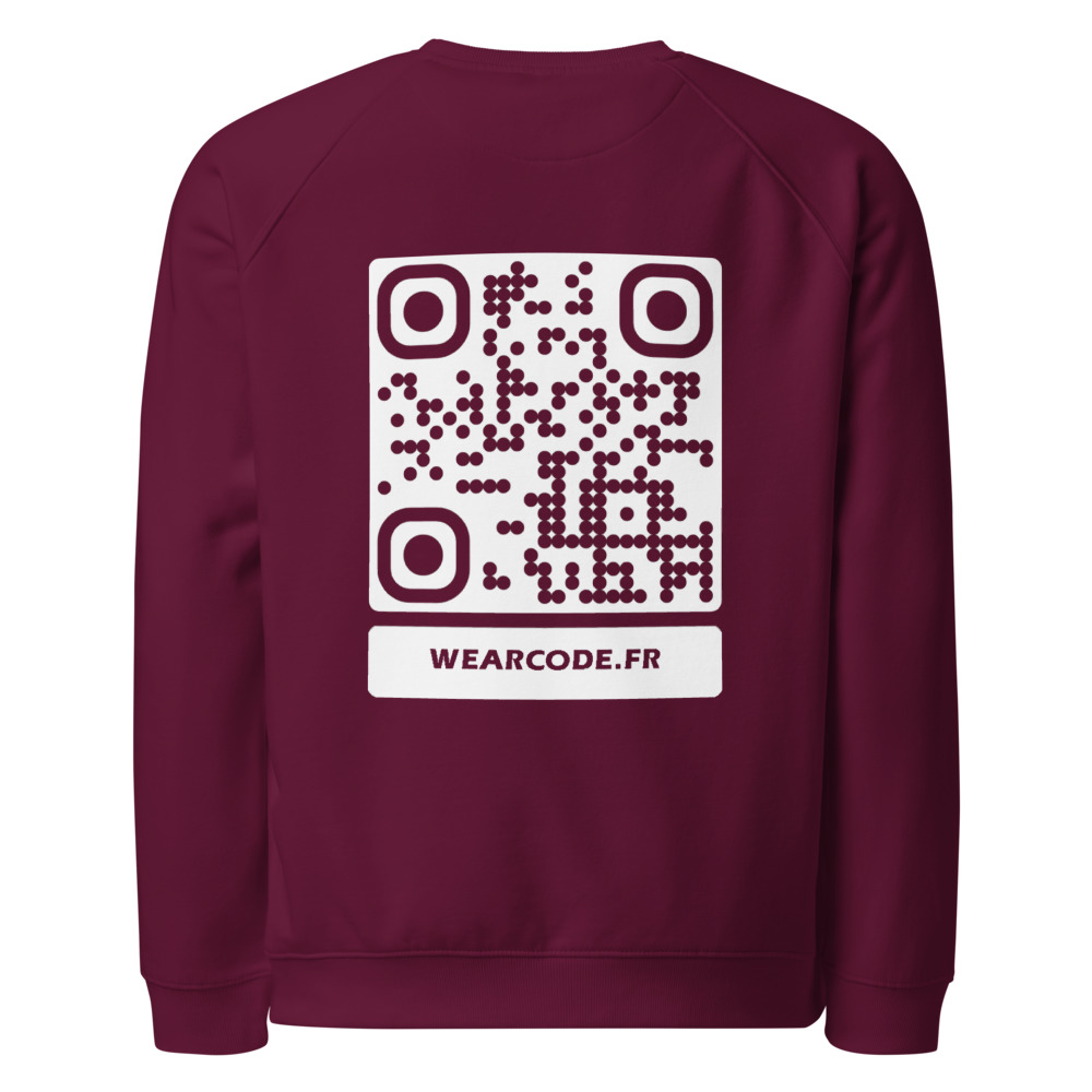 Sweat raglan éco col rond QR — vintage 70s sport bio responsable