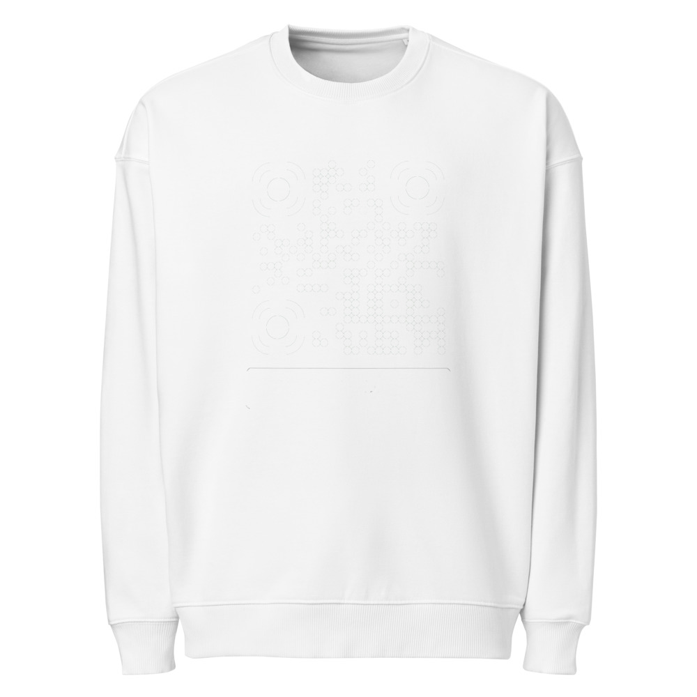 Sweat oversize QR éco bio Stanley/Stella — col rond drop-shoulder — Blanc
