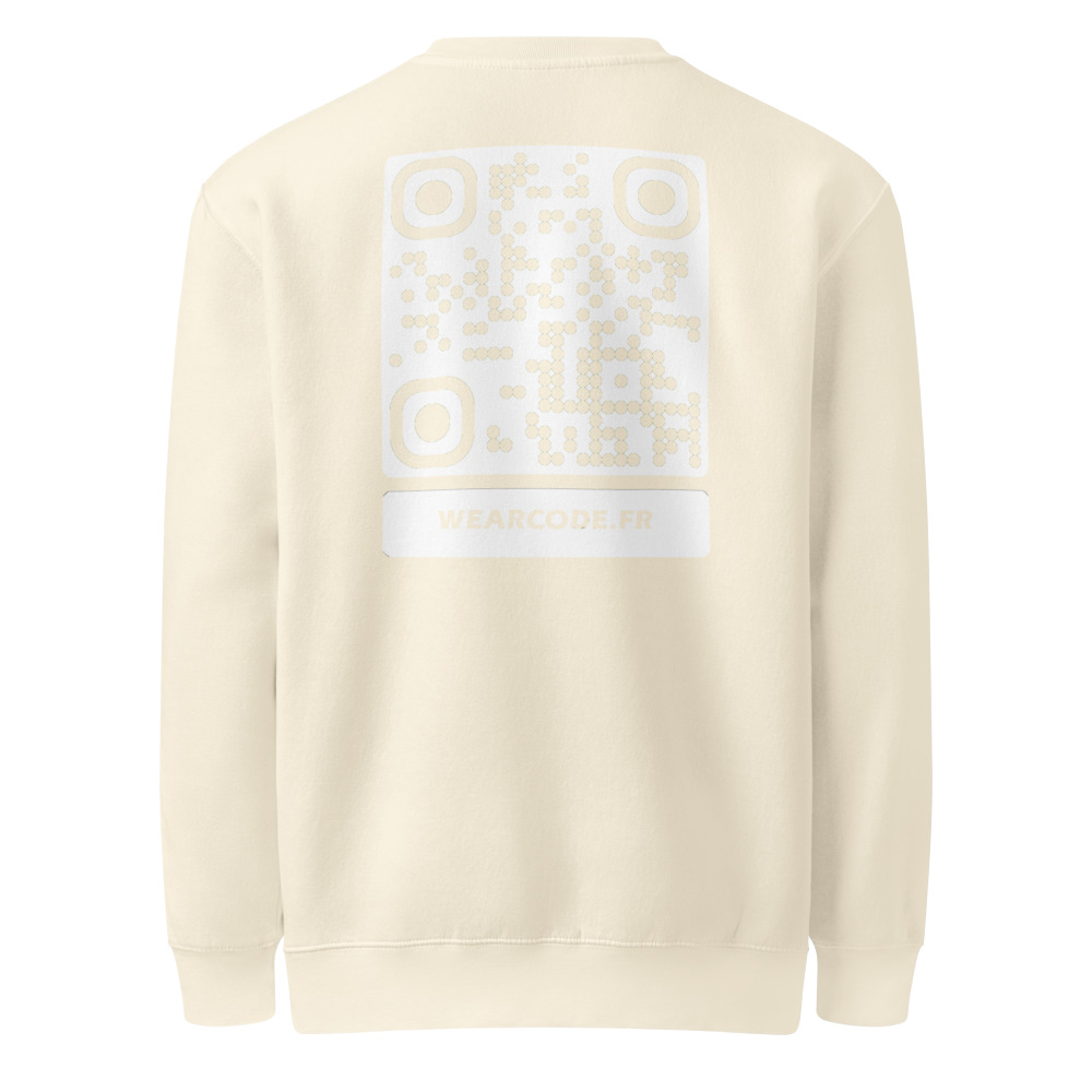 Sweat col rond premium QR — Lane Seven artisan ringspun — Coquillage sable