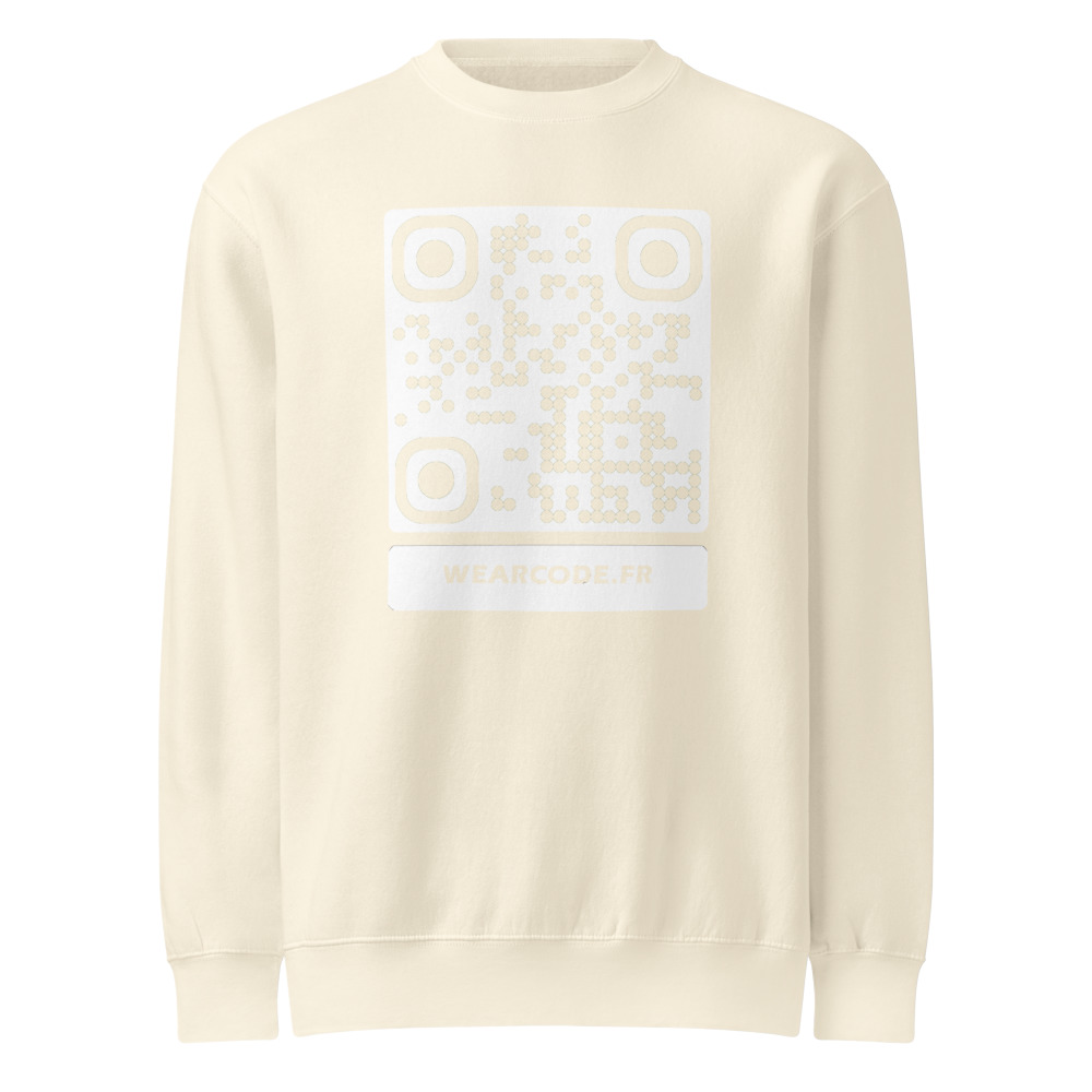 Sweat col rond premium QR — Lane Seven artisan ringspun — Coquillage sable