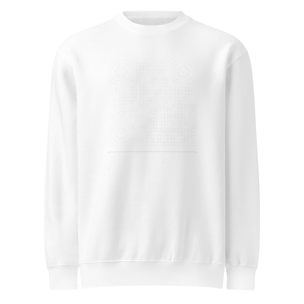Sweat col rond premium QR — Lane Seven artisan ringspun — Blanc