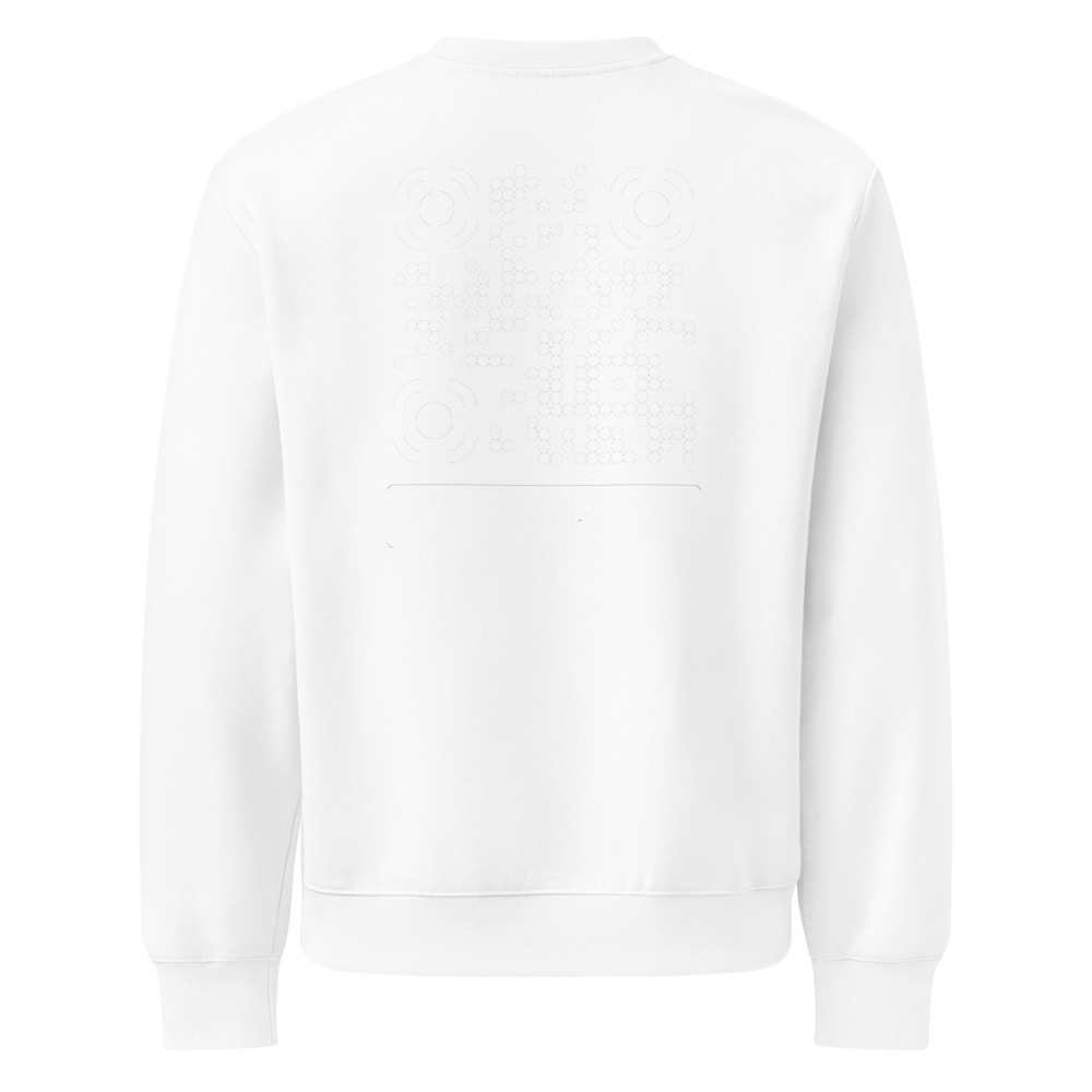 Sweat heavy oversize col rond QR — Bella+Canvas streetwear premium — Noir / Blanc / Blanc