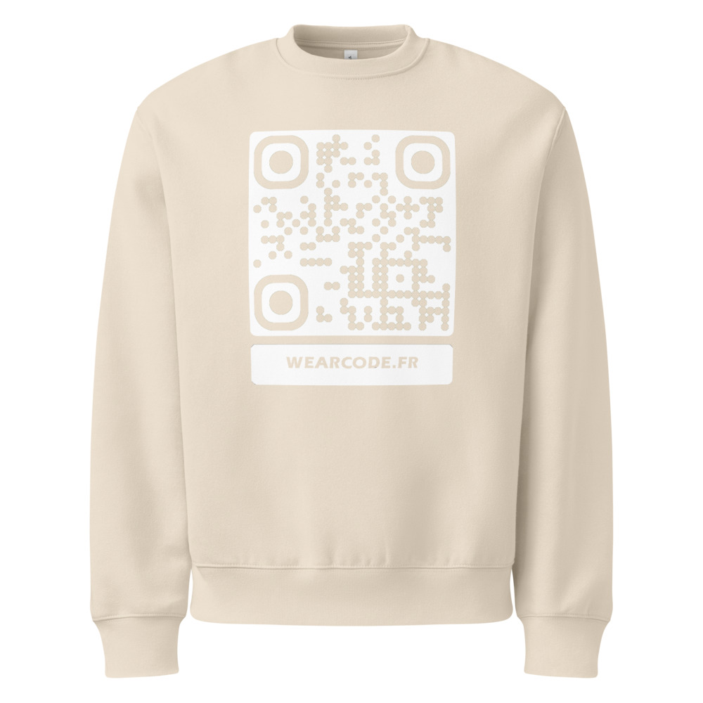 Sweat heavy oversize col rond QR — Bella+Canvas streetwear premium — Poussière