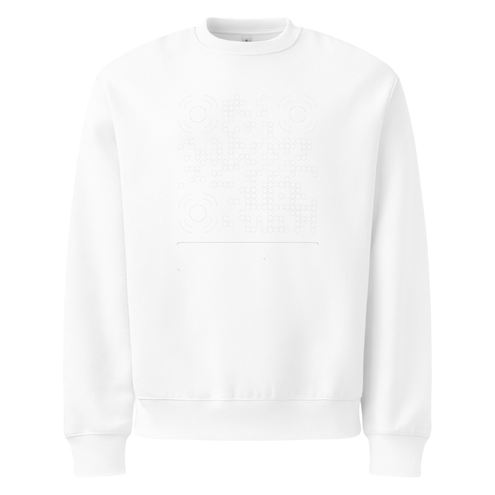 Sweat heavy oversize col rond QR — Bella+Canvas streetwear premium — Blanc