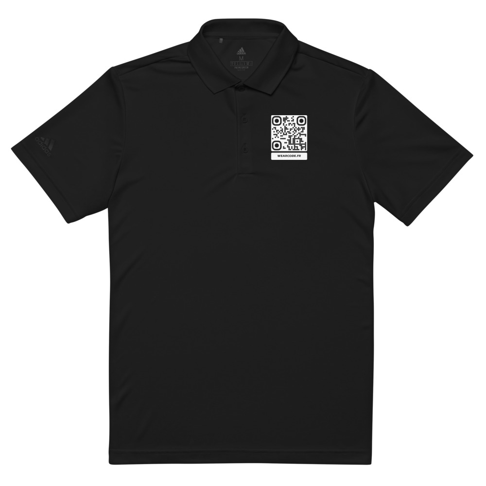 Polo QR adidas premium — impression DTF poitrine droite