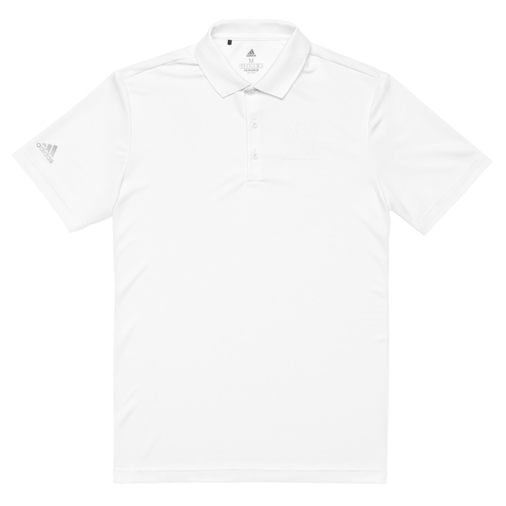 Polo QR adidas premium — impression DTF poitrine droite — Blanc