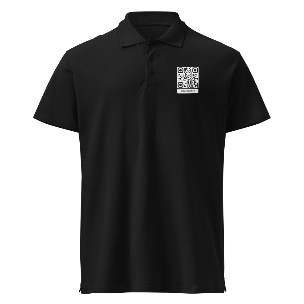 Polo piqué QR premium unisex — impression DTF poitrine + dos