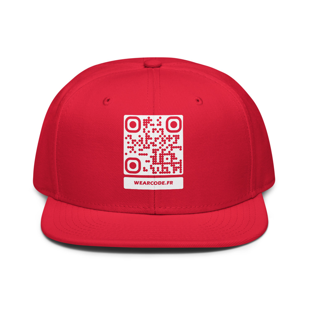 Casquette snapback QR code personnalisée — flat-bill 6 panneaux streetwear