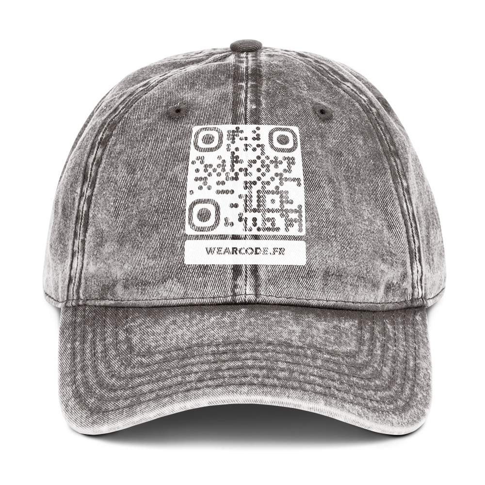 Casquette dad cap QR vintage washed — coton twill délavé low-profile — Gris anthracite