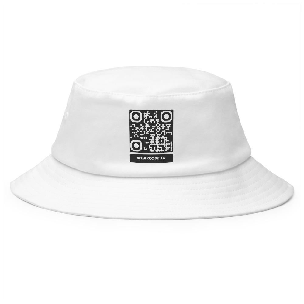 Bob bucket hat QR DTFlex — chapeau pêcheur 90s revival stretch — Blanc