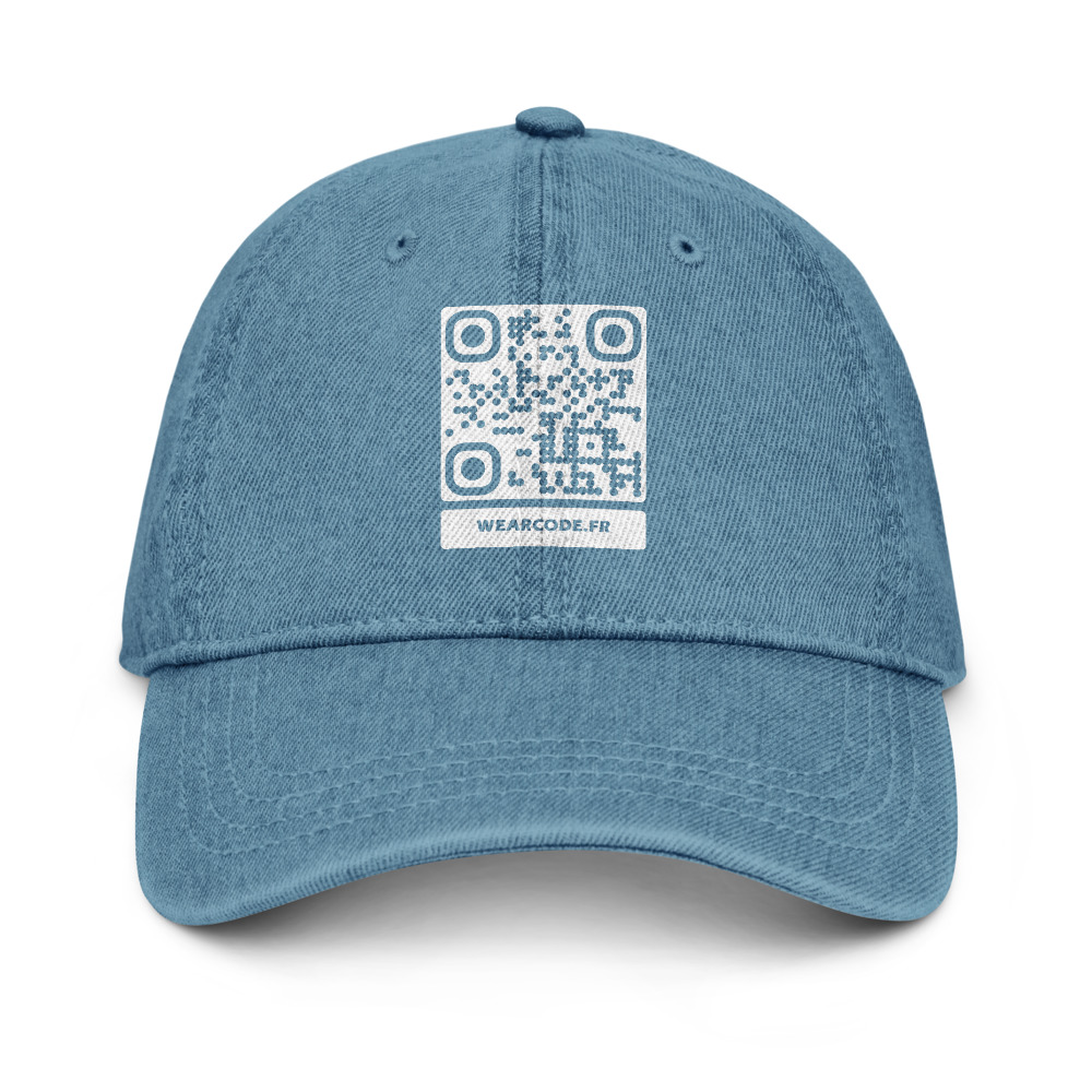 Casquette denim QR DTFlex — jean teinté pigment workwear cool — Bleu