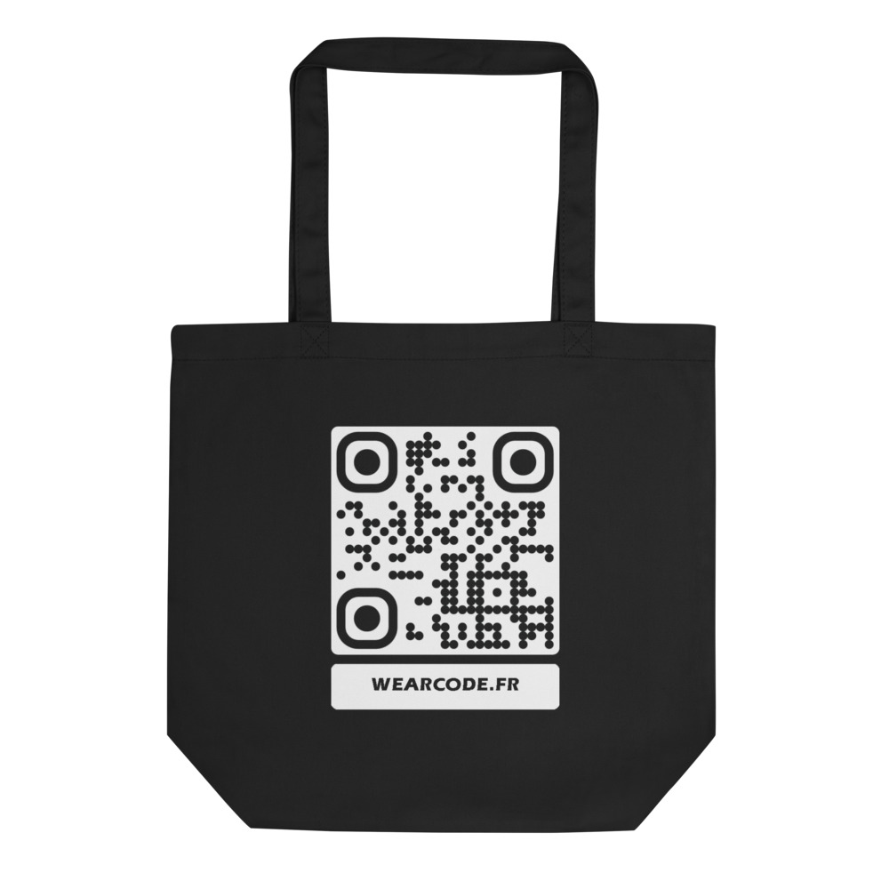 Tote bag QR code personnalisé — coton bio certifié – Noir