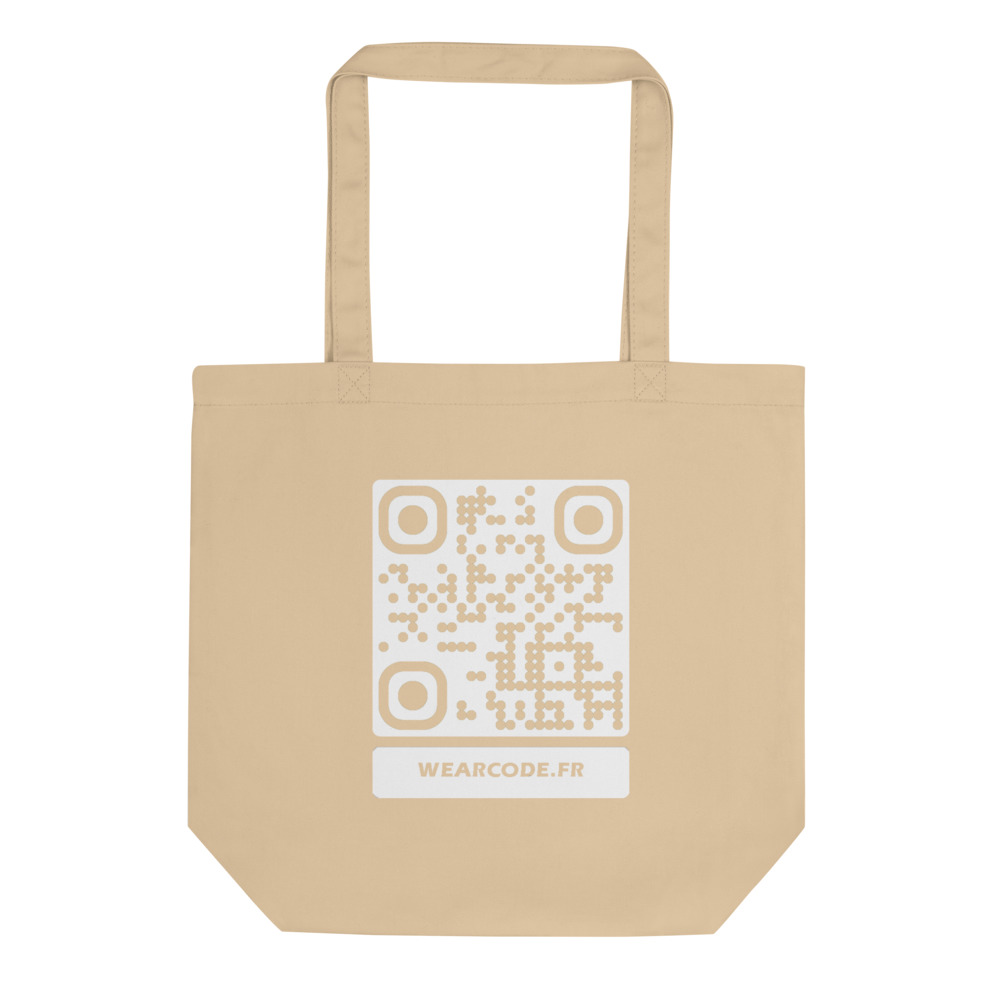 Tote bag QR code personnalisé — coton bio certifié — Écru