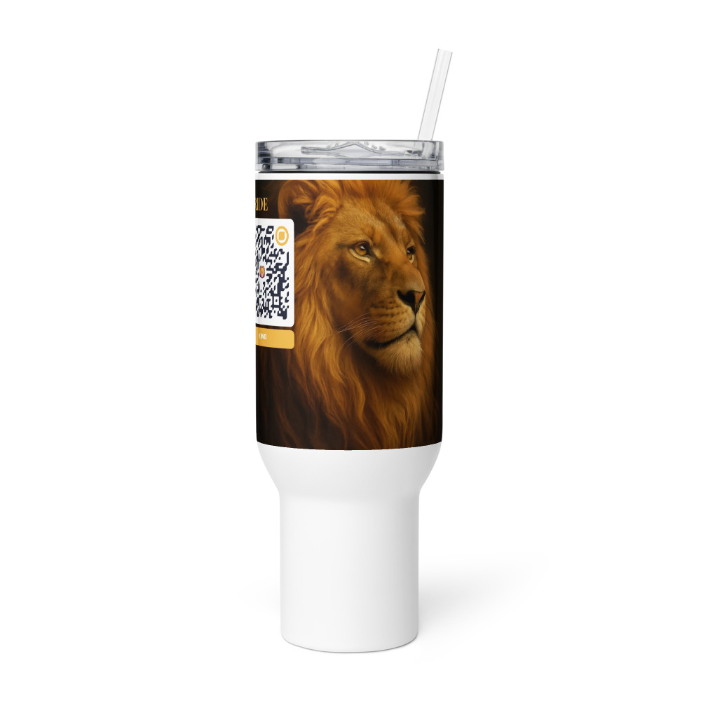Travel mug XL anse QR code personnalisé — gourde géante style tendance 25/40 oz acier inox — Blanc